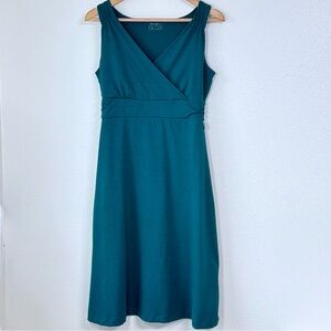 Eddie Bauer Teal Surplice V-Neck Midi Dress - Stretch Jersey - Women's Small
